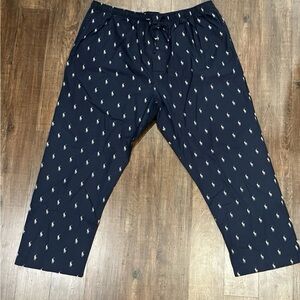Polo Ralph Lauren All Over Pony Logo Pajama Lounge Pants 2X Big Navy Cream